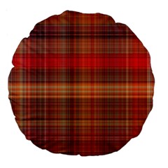 Madras Plaid Fall Colors Large 18  Premium Flano Round Cushions by SpinnyChairDesigns