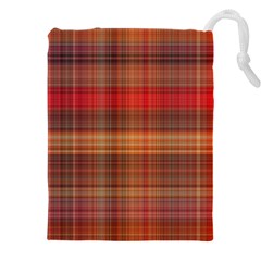 Madras Plaid Fall Colors Drawstring Pouch (5xl) by SpinnyChairDesigns