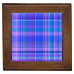 Madras Plaid Blue Purple Framed Tile by SpinnyChairDesigns