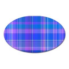 Madras Plaid Blue Purple Oval Magnet by SpinnyChairDesigns