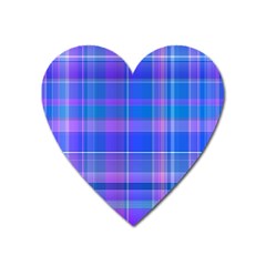 Madras Plaid Blue Purple Heart Magnet by SpinnyChairDesigns