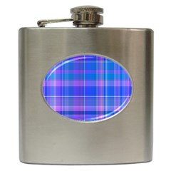 Madras Plaid Blue Purple Hip Flask (6 Oz) by SpinnyChairDesigns