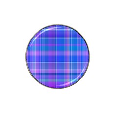 Madras Plaid Blue Purple Hat Clip Ball Marker by SpinnyChairDesigns