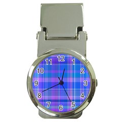 Madras Plaid Blue Purple Money Clip Watches by SpinnyChairDesigns