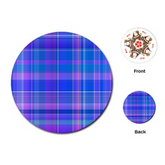 Madras Plaid Blue Purple Playing Cards Single Design (round) by SpinnyChairDesigns