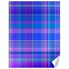 Madras Plaid Blue Purple Canvas 18  X 24  by SpinnyChairDesigns