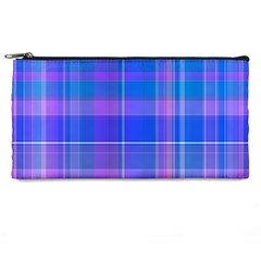 Madras Plaid Blue Purple Pencil Case by SpinnyChairDesigns