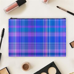 Madras Plaid Blue Purple Cosmetic Bag (large) by SpinnyChairDesigns