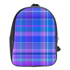 Madras Plaid Blue Purple School Bag (large) by SpinnyChairDesigns