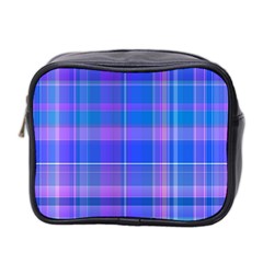 Madras Plaid Blue Purple Mini Toiletries Bag (two Sides) by SpinnyChairDesigns