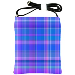 Madras Plaid Blue Purple Shoulder Sling Bag by SpinnyChairDesigns