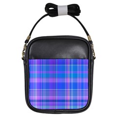 Madras Plaid Blue Purple Girls Sling Bag by SpinnyChairDesigns