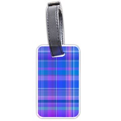 Madras Plaid Blue Purple Luggage Tag (one Side) by SpinnyChairDesigns