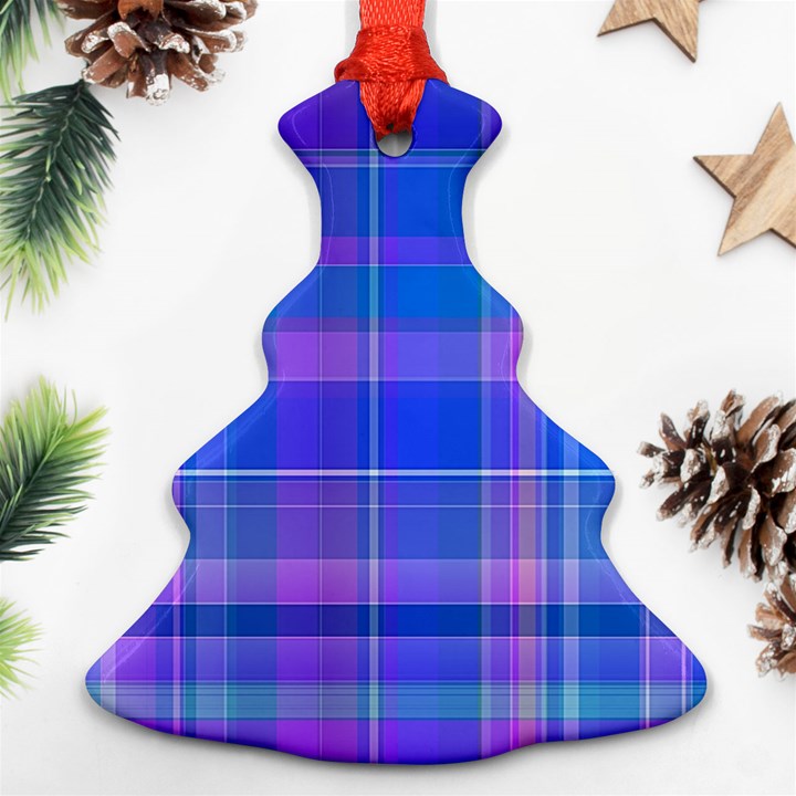 Madras Plaid Blue Purple Christmas Tree Ornament (Two Sides)