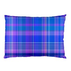 Madras Plaid Blue Purple Pillow Case (two Sides) by SpinnyChairDesigns