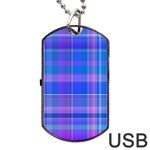 Madras Plaid Blue Purple Dog Tag USB Flash (One Side) Front