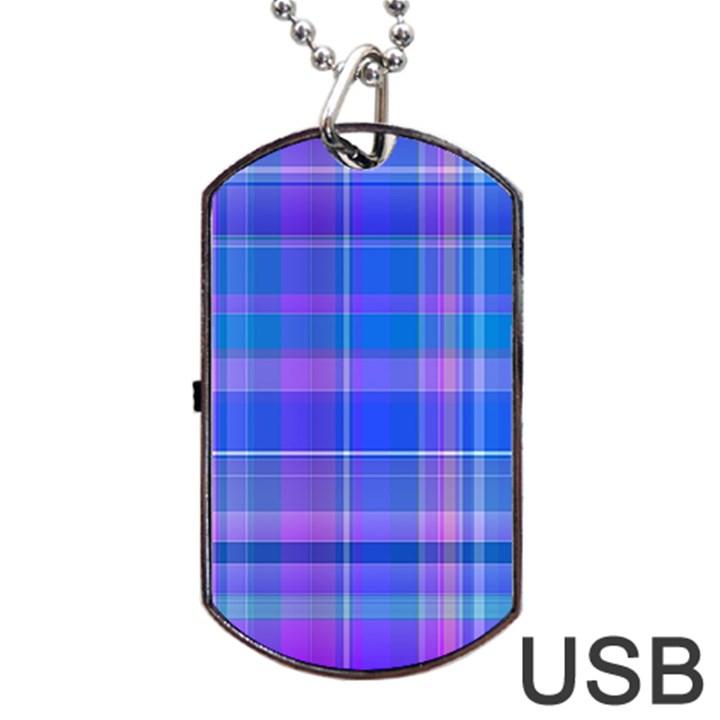 Madras Plaid Blue Purple Dog Tag USB Flash (One Side)