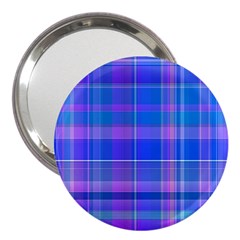 Madras Plaid Blue Purple 3  Handbag Mirrors by SpinnyChairDesigns