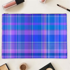 Madras Plaid Blue Purple Cosmetic Bag (xxl) by SpinnyChairDesigns