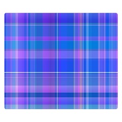 Madras Plaid Blue Purple Double Sided Flano Blanket (small)  by SpinnyChairDesigns