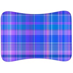 Madras Plaid Blue Purple Velour Seat Head Rest Cushion by SpinnyChairDesigns