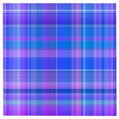 Madras Plaid Blue Purple Wooden Puzzle Square by SpinnyChairDesigns