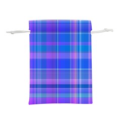 Madras Plaid Blue Purple Lightweight Drawstring Pouch (l) by SpinnyChairDesigns