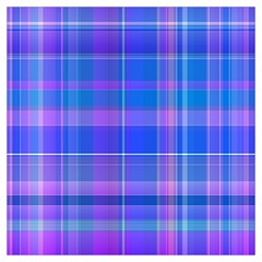 Madras Plaid Blue Purple Long Sheer Chiffon Scarf 