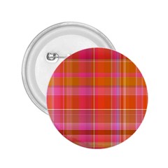 Pink Orange Madras Plaid 2 25  Buttons by SpinnyChairDesigns