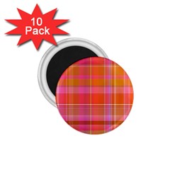 Pink Orange Madras Plaid 1 75  Magnets (10 Pack)  by SpinnyChairDesigns