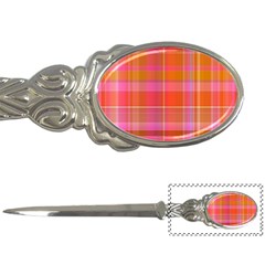 Pink Orange Madras Plaid Letter Opener by SpinnyChairDesigns