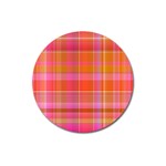 Pink Orange Madras Plaid Magnet 3  (Round) Front