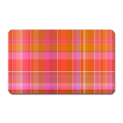 Pink Orange Madras Plaid Magnet (rectangular) by SpinnyChairDesigns