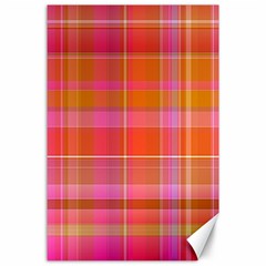 Pink Orange Madras Plaid Canvas 24  X 36  by SpinnyChairDesigns