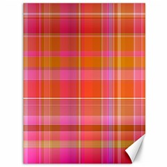 Pink Orange Madras Plaid Canvas 36  X 48  by SpinnyChairDesigns