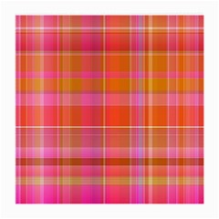 Pink Orange Madras Plaid Medium Glasses Cloth by SpinnyChairDesigns