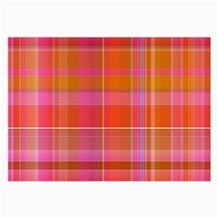 Pink Orange Madras Plaid Large Glasses Cloth by SpinnyChairDesigns