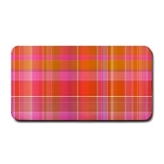 Pink Orange Madras Plaid Medium Bar Mats by SpinnyChairDesigns