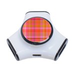 Pink Orange Madras Plaid 3-Port USB Hub Front