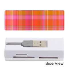 Pink Orange Madras Plaid Memory Card Reader (stick) by SpinnyChairDesigns