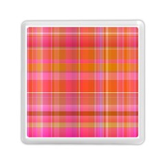 Pink Orange Madras Plaid Memory Card Reader (square) by SpinnyChairDesigns