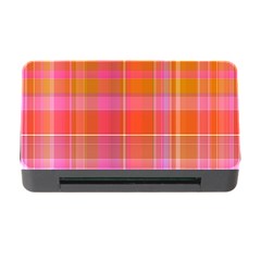 Pink Orange Madras Plaid Memory Card Reader With Cf