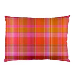 Pink Orange Madras Plaid Pillow Case (two Sides) by SpinnyChairDesigns