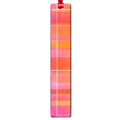 Pink Orange Madras Plaid Large Book Marks by SpinnyChairDesigns