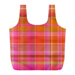 Pink Orange Madras Plaid Full Print Recycle Bag (L) Front