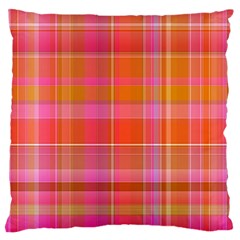 Pink Orange Madras Plaid Standard Flano Cushion Case (two Sides) by SpinnyChairDesigns