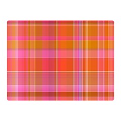 Pink Orange Madras Plaid Double Sided Flano Blanket (mini)  by SpinnyChairDesigns