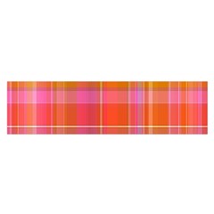 Pink Orange Madras Plaid Satin Scarf (oblong)