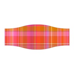 Pink Orange Madras Plaid Stretchable Headband by SpinnyChairDesigns