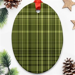 Green Madras Plaid Ornament (oval) by SpinnyChairDesigns